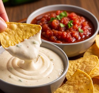 Chips and salsa with queso
